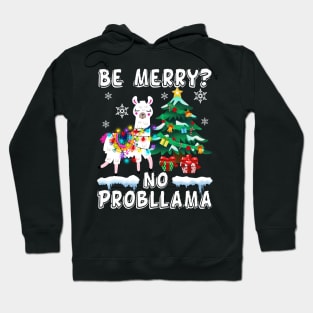 No Probllama Funny Santa Llama Christmas Hoodie